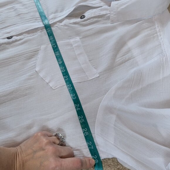 Mynah White Gauzy Button Front Swim Coverup - 2X - Suitable for all sizes below - Picture 8 of 9
